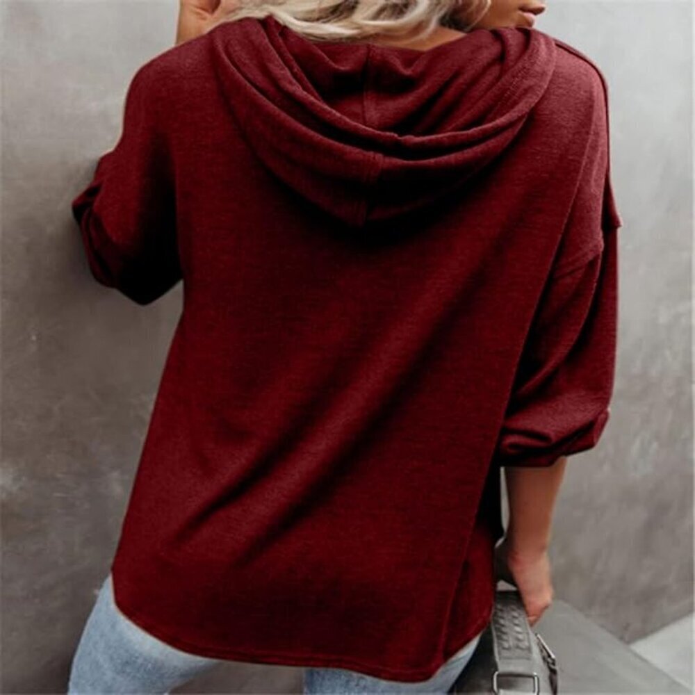 3/$30 Womens long sleeve tops casual (wine/grey) 2 colors - Picture 3 of 16
